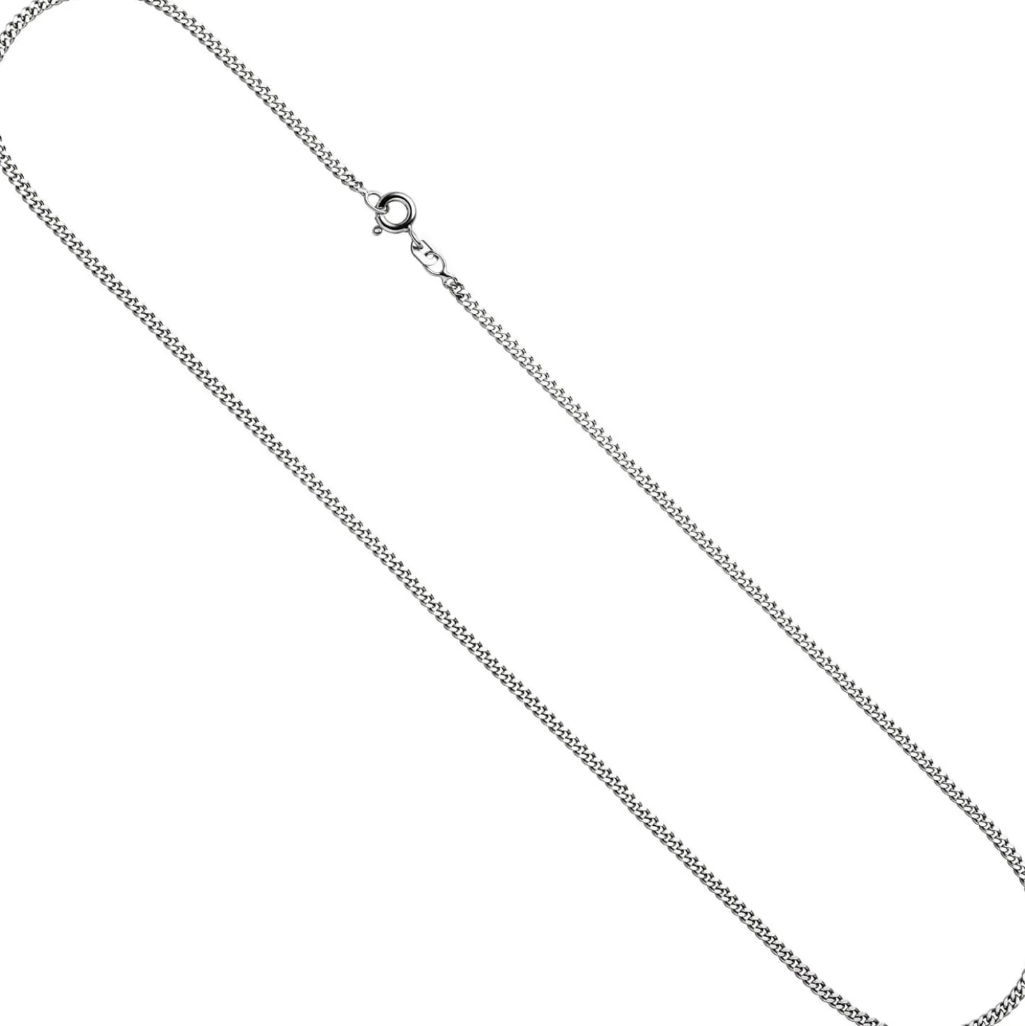 1,7mm Panzerkette Halskette Collier 925 Silber rhodiniert 45cm Federring