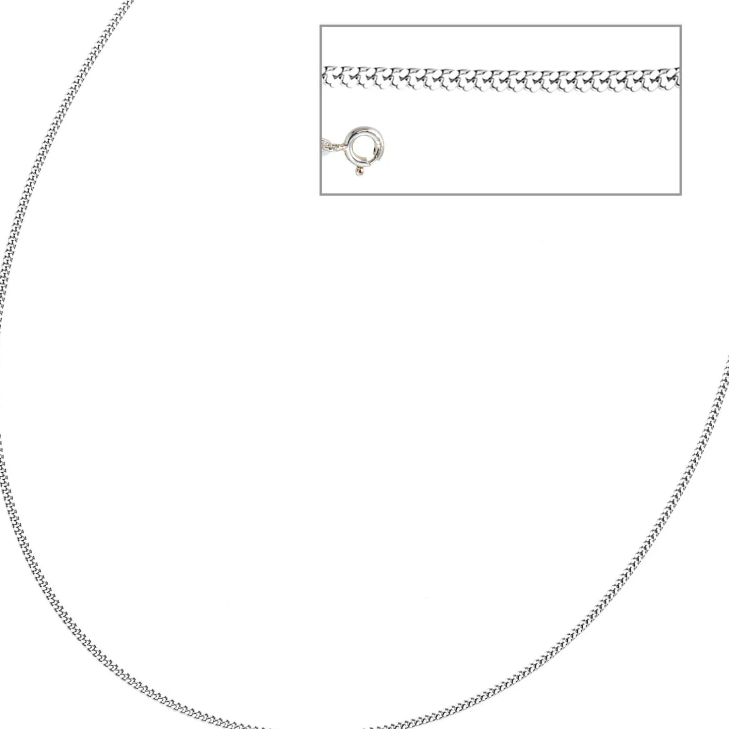 1,7mm Panzerkette Halskette Collier 925 Silber rhodiniert 45cm Federring