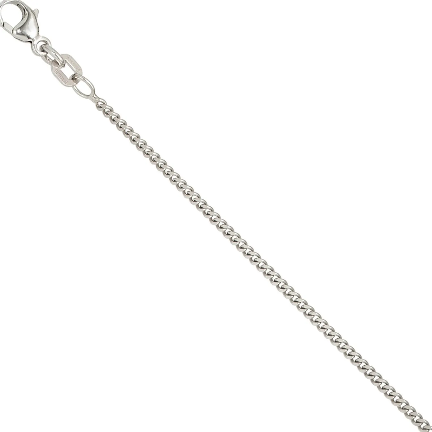 1,7mm Panzerkette Halskette Collier 925 Silber rhodiniert 45cm Karabiner