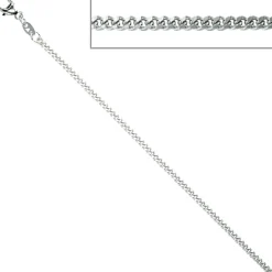 1,7mm Panzerkette Halskette Collier 925 Silber rhodiniert 45cm Karabiner