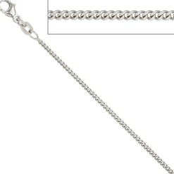 1,7mm Panzerkette Halskette Collier 925 Silber rhodiniert 45cm Karabiner