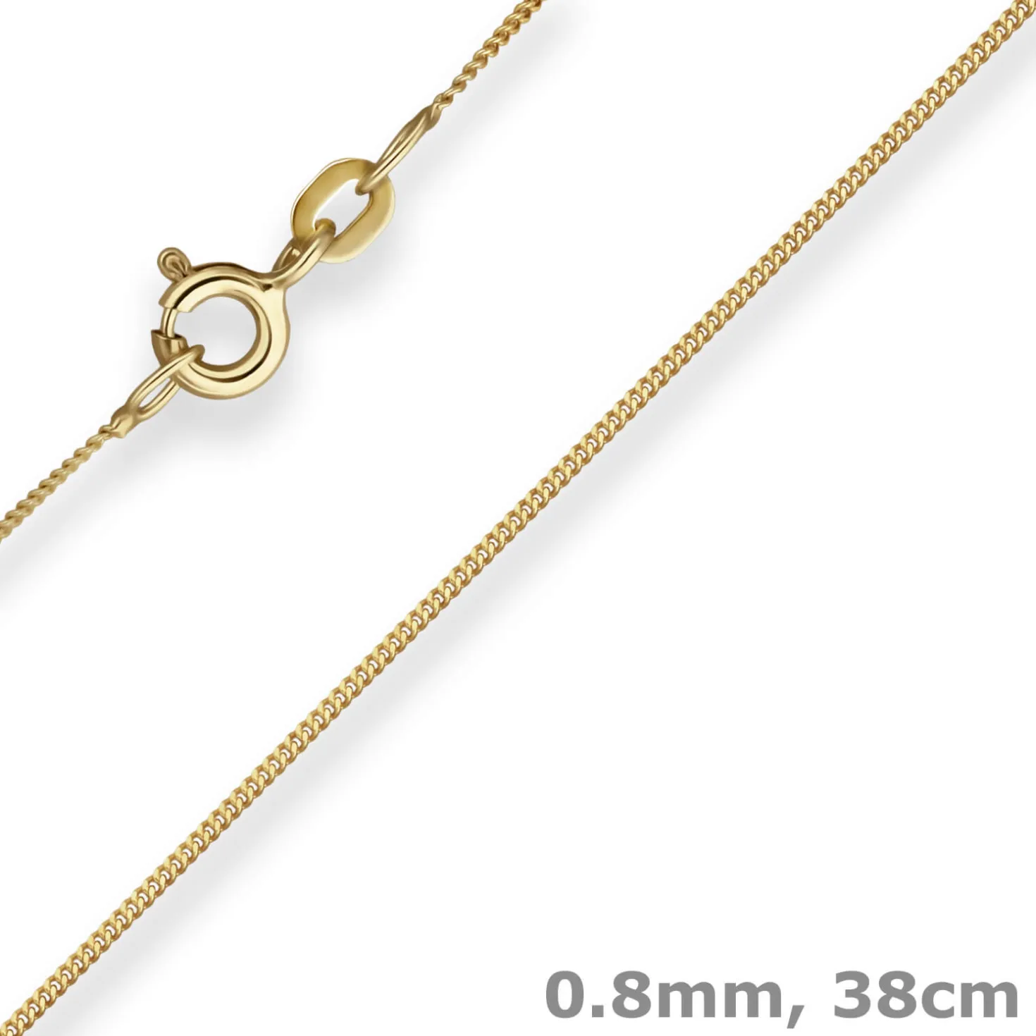 0,8mm Panzerkette Kette Collier aus 585 Gold Gelbgold 38cm mit Zwischenöse