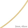 2mm Panzerkette Kette Collier aus 750 Gold Gelbgold, Goldkette, 45cm