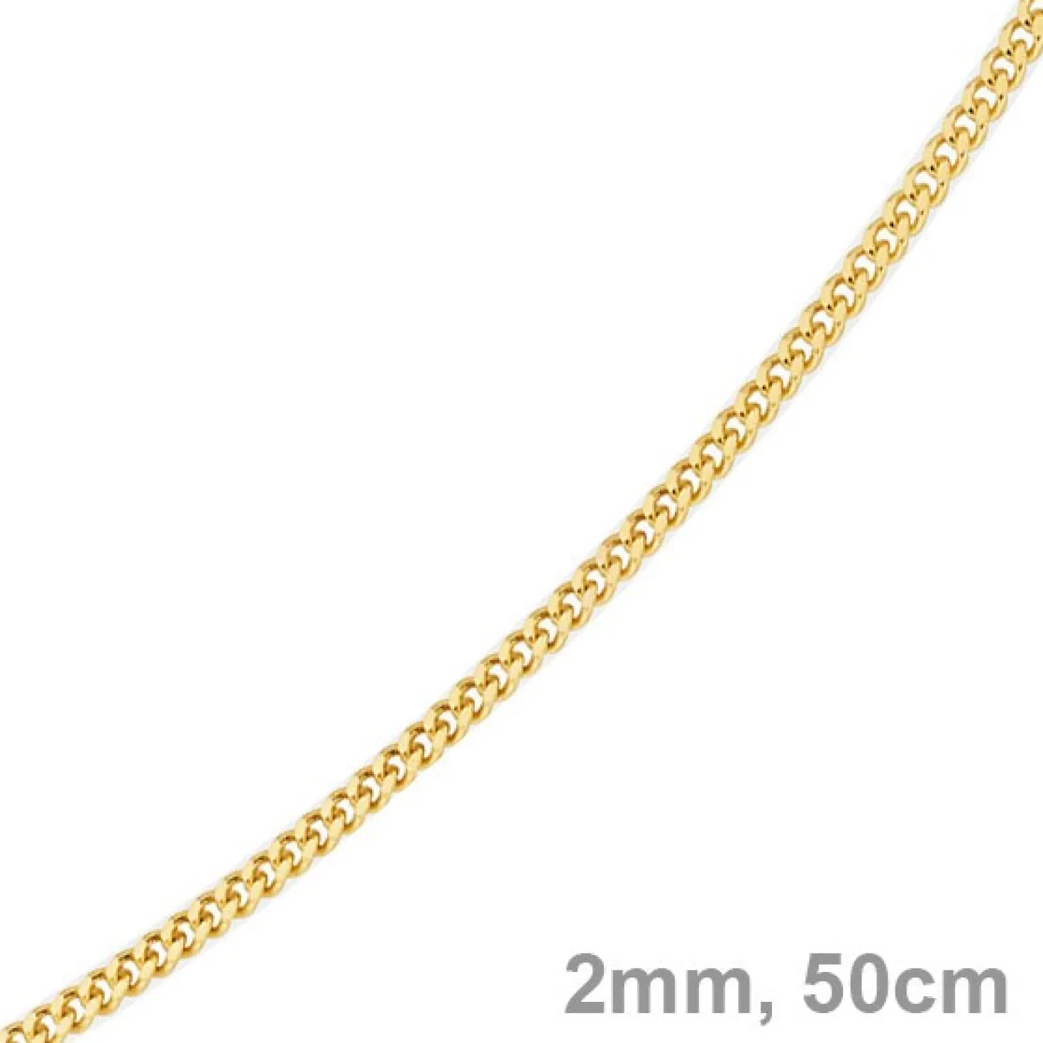 2mm Panzerkette Kette Collier aus 750 Gold Gelbgold, Goldkette, 50cm