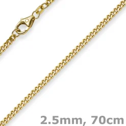 2,5mm Panzerkette Kette Collier aus 585 Gold Gelbgold Goldkette 70cm Unisex