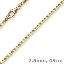 2,5mm Panzerkette Kette Collier aus 585 Gold Gelbgold, Goldkette, 45cm