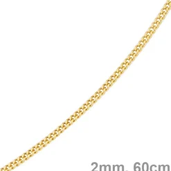 2mm Panzerkette Kette Collier aus 585 Gold Gelbgold, Goldkette, 60cm