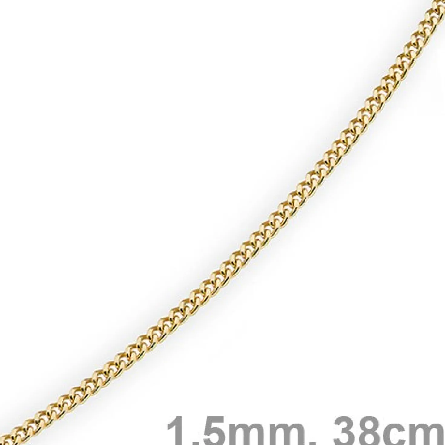 1,5mm Panzerkette Kette Collier aus 585 Gold Gelbgold, Goldkette, 38cm