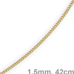 1,5mm Panzerkette Kette Collier aus 585 Gold Gelbgold, Goldkette, 42cm