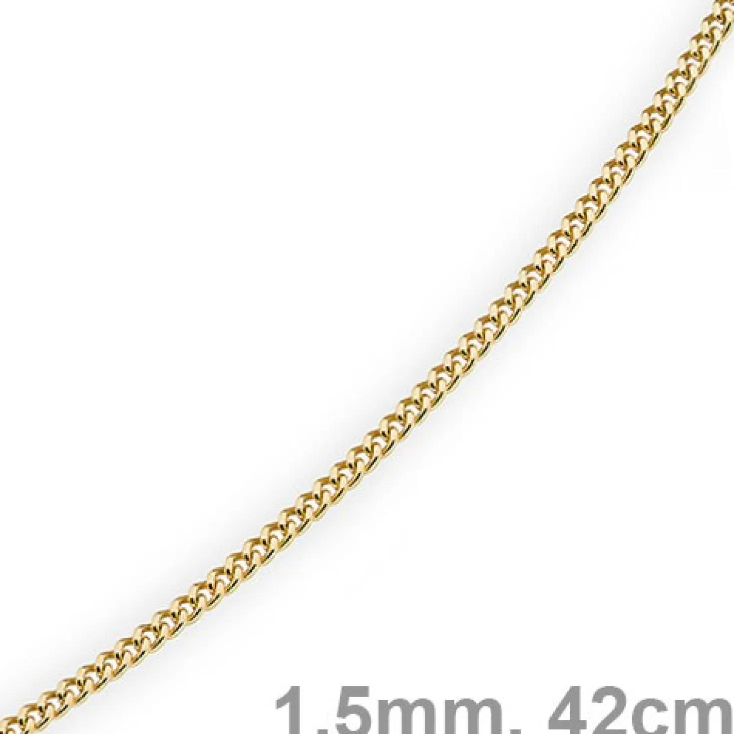 1,5mm Panzerkette Kette Collier aus 585 Gold Gelbgold, Goldkette, 42cm
