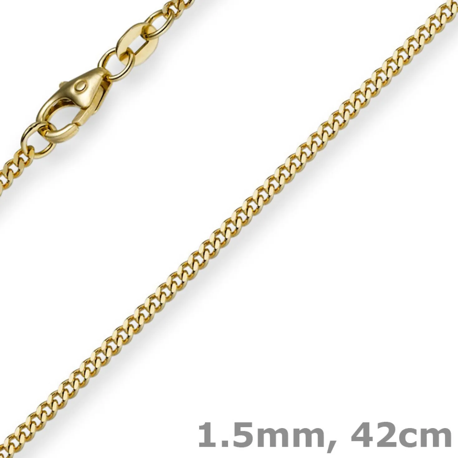 1,5mm Panzerkette Kette Collier aus 585 Gold Gelbgold, Goldkette, 42cm