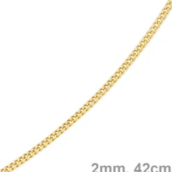 2mm Panzerkette Kette Collier aus 585 Gold Gelbgold, Goldkette, 42cm
