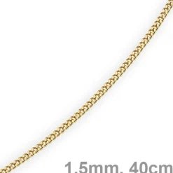 1,5mm Panzerkette Kette Collier aus 585 Gold Gelbgold, Goldkette, 40cm