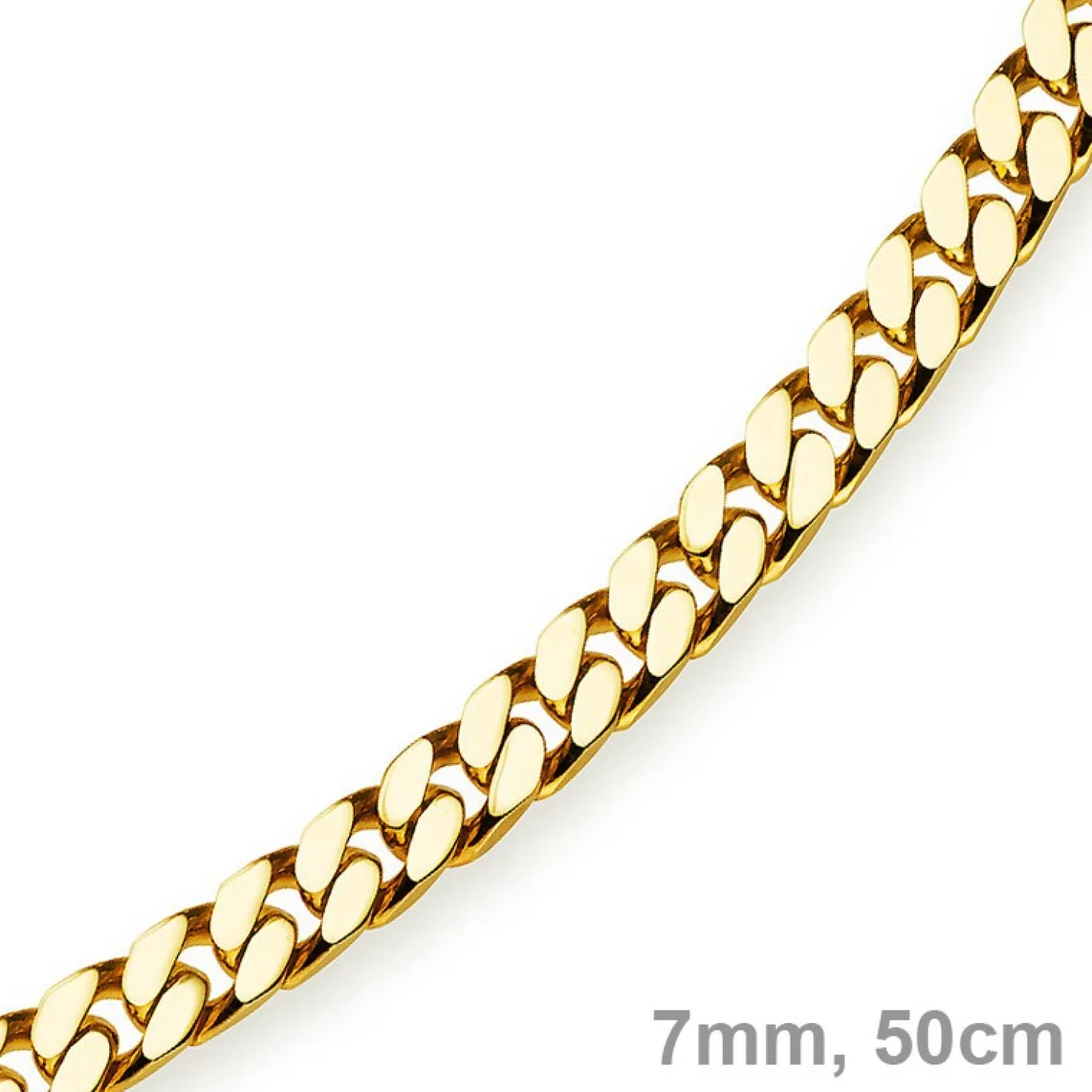 7mm Panzerkette Kette Collier aus 585 Gold Gelbgold, Goldkette, 50cm