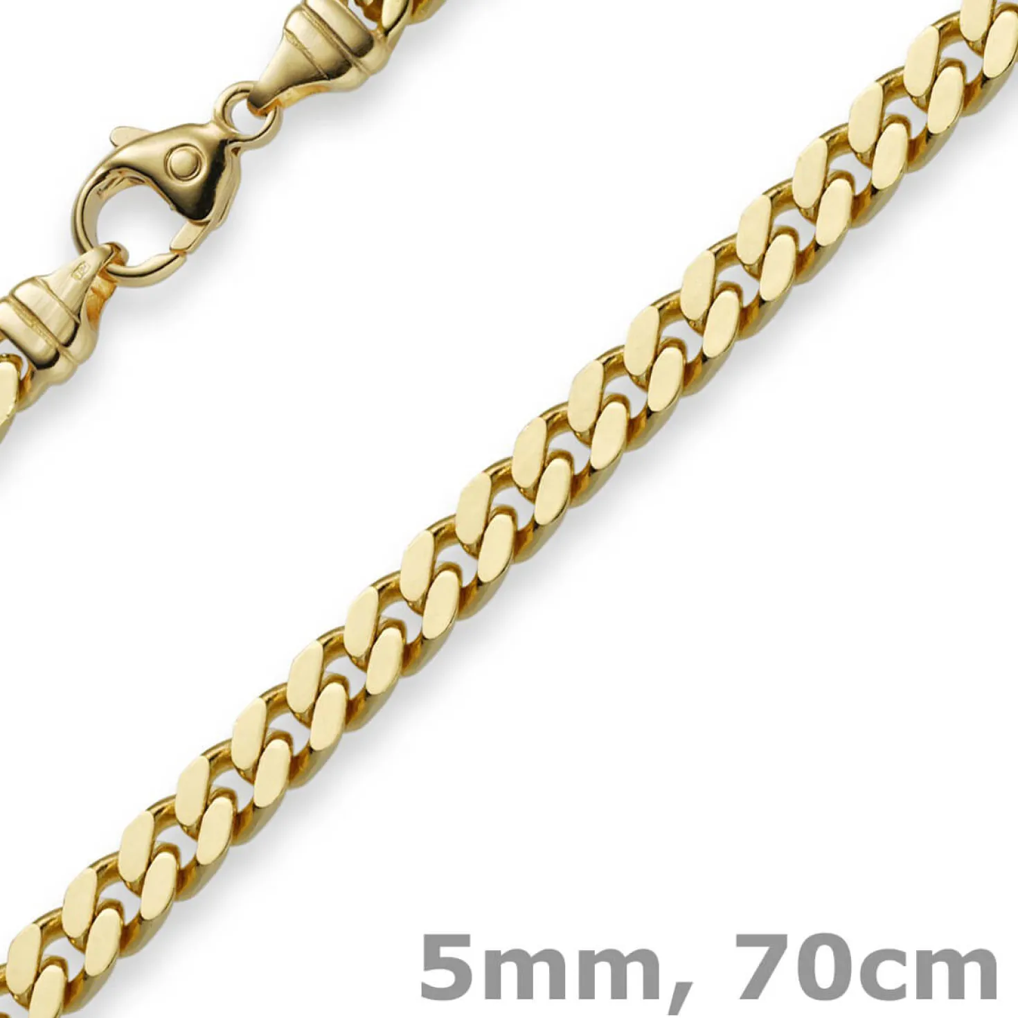 5mm Panzerkette Kette Collier aus 585 Gold Gelbgold Goldkette 70cm Herren