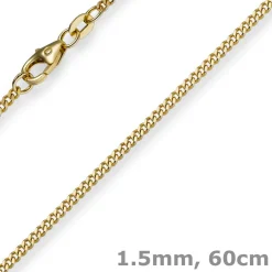 1,5mm Panzerkette Kette Collier aus 585 Gold Gelbgold, Goldkette, 60cm