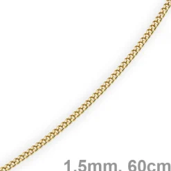 1,5mm Panzerkette Kette Collier aus 585 Gold Gelbgold, Goldkette, 60cm