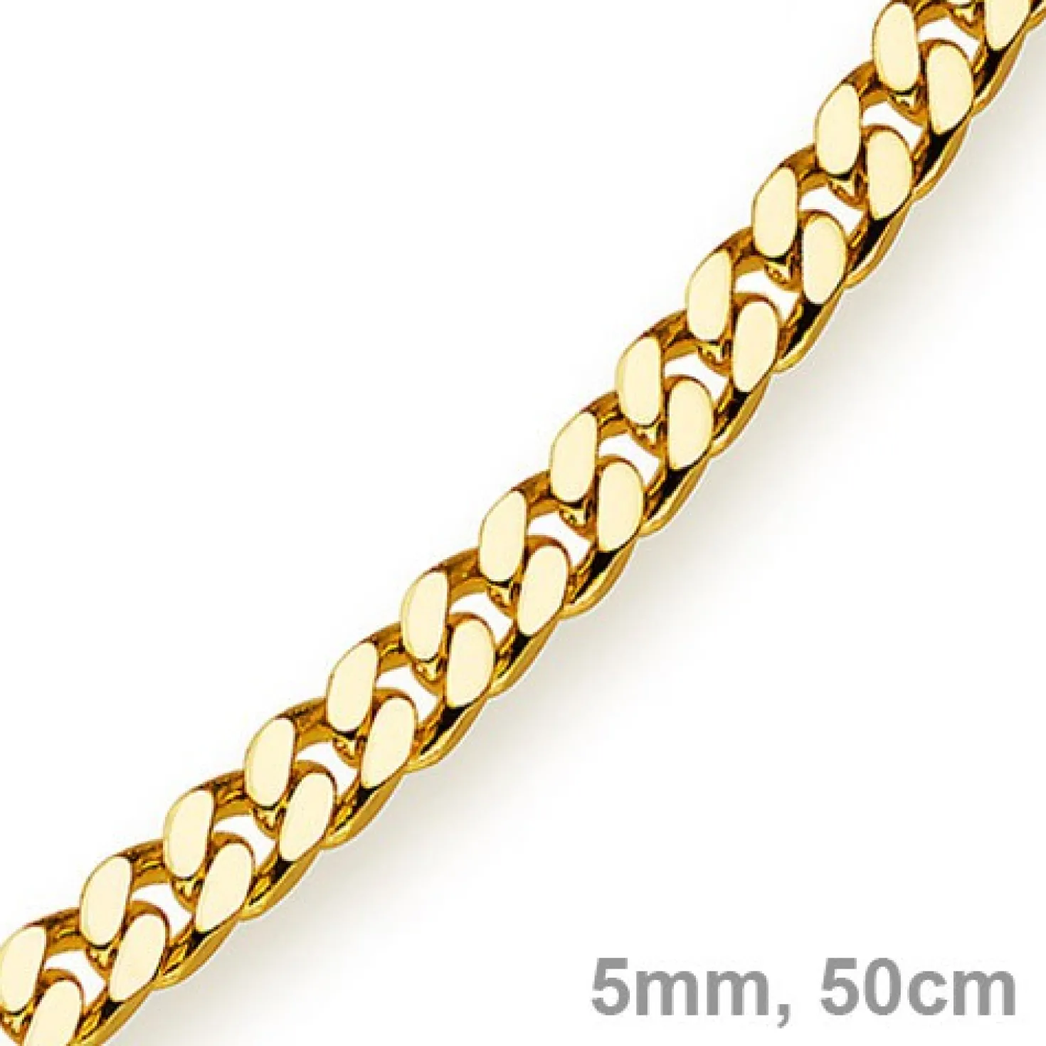 5mm Panzerkette Kette Collier aus 585 Gold Gelbgold, Goldkette, 50cm
