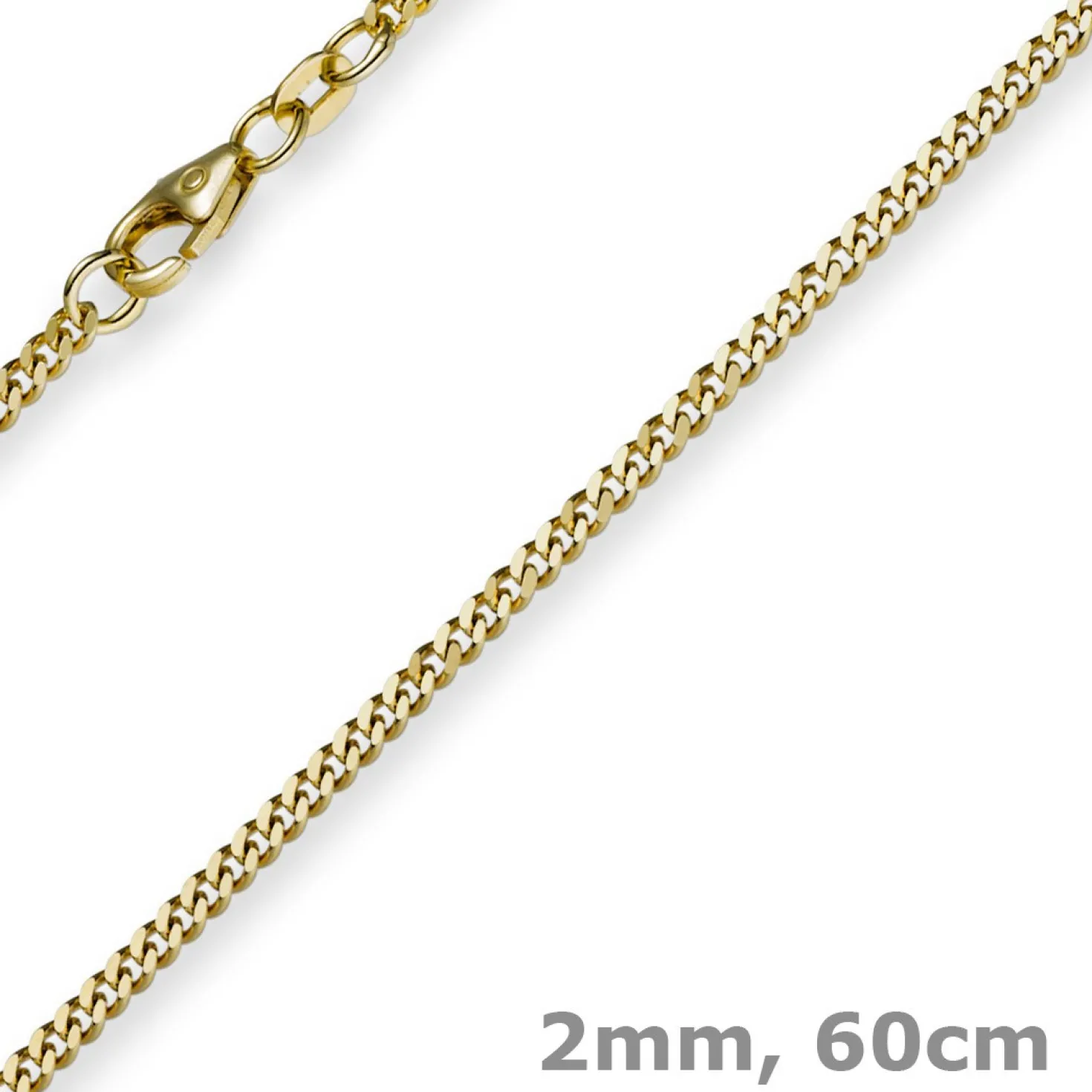 2mm Panzerkette Kette Collier aus 750 Gold Gelbgold, Goldkette, 60cm