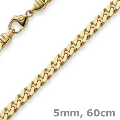 5mm Panzerkette Kette Collier aus 585 Gold Gelbgold, Goldkette, 60cm