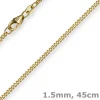 1,5mm Panzerkette Kette Collier aus 585 Gold Gelbgold, Goldkette, 45cm