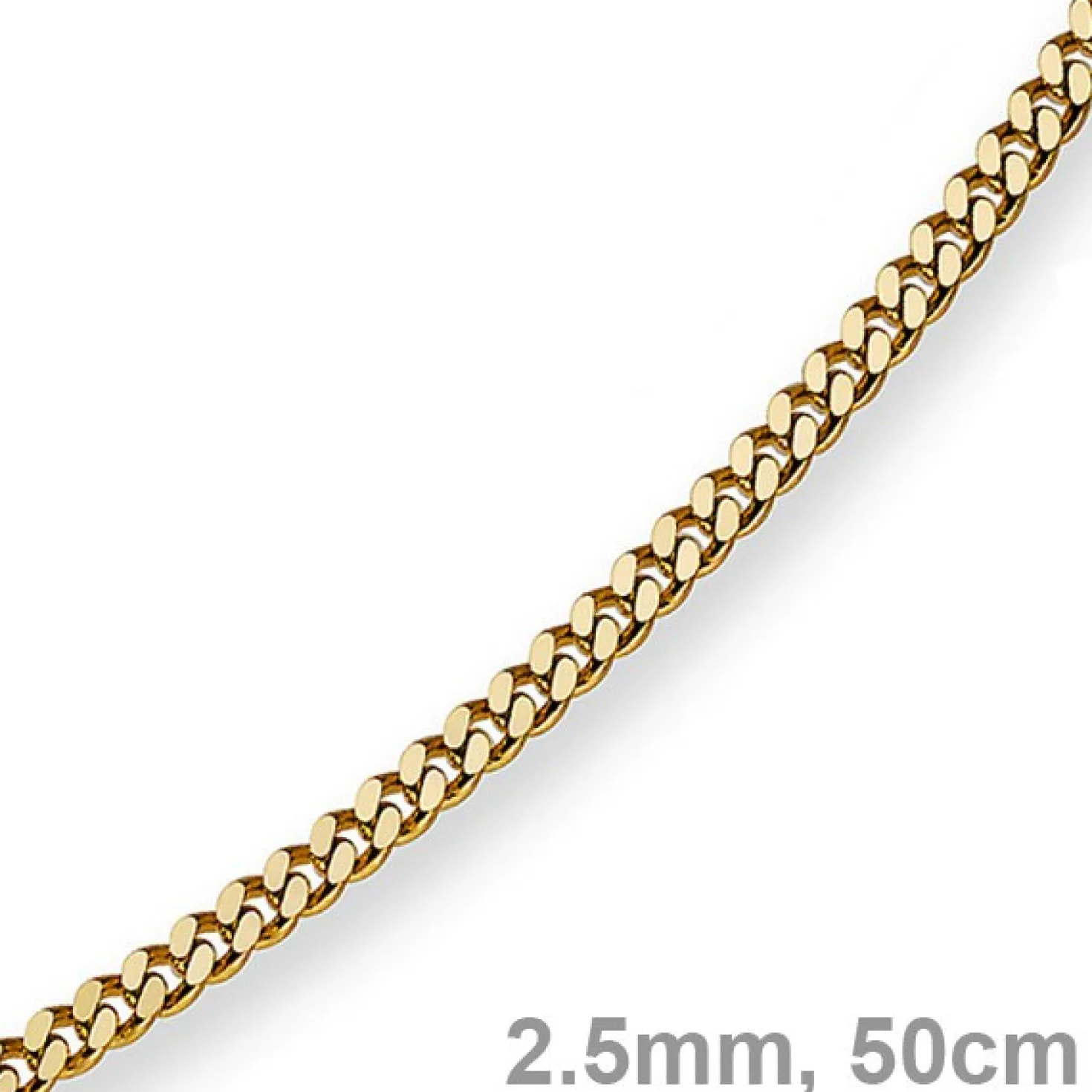 2,5mm Panzerkette Kette Collier aus 585 Gold Gelbgold, Goldkette, 50cm