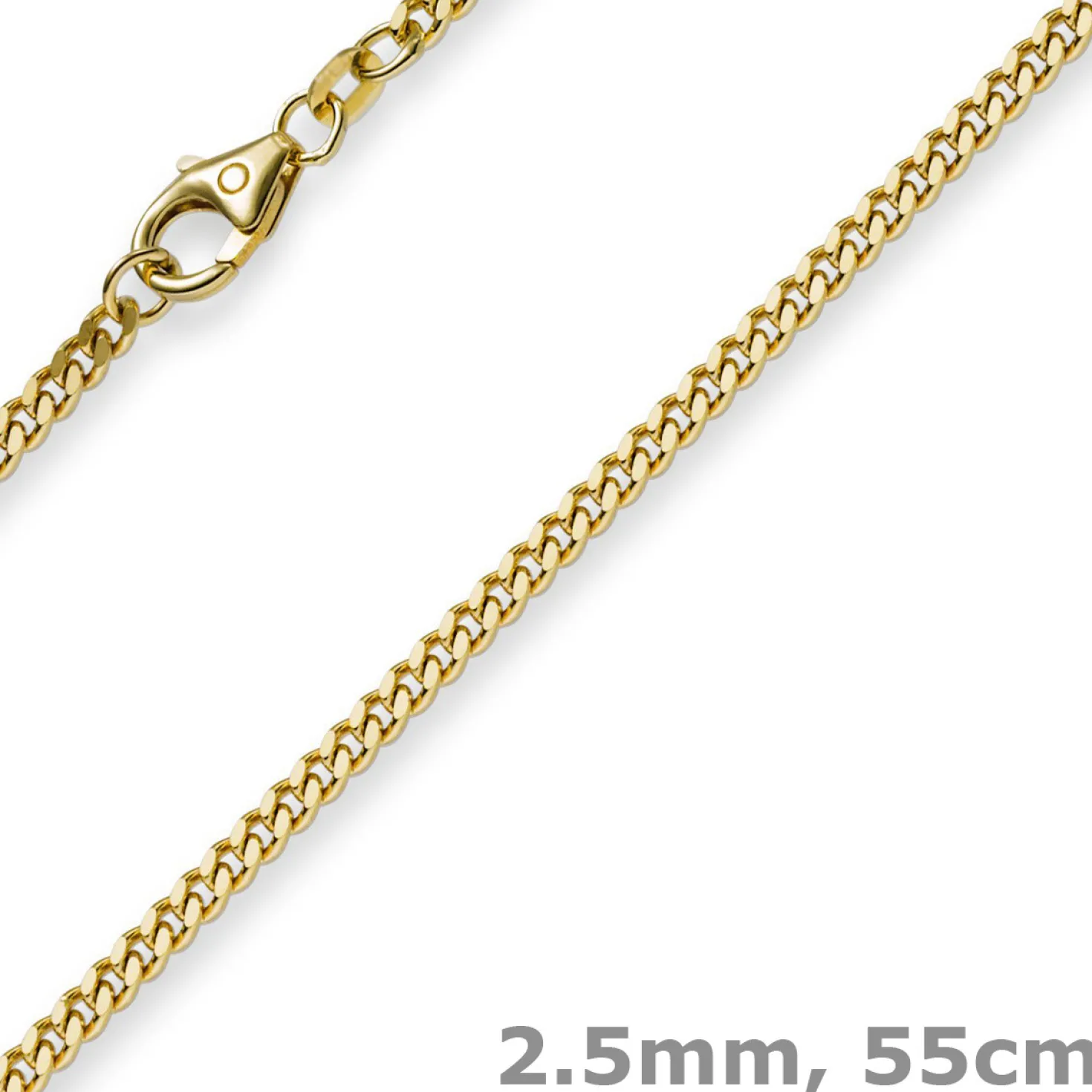 2,5mm Panzerkette Kette Collier aus 750 Gold Gelbgold, Goldkette, 55cm