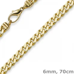 6mm Panzerkette Kette Collier aus 585 Gold Gelbgold Goldkette 70cm Herren