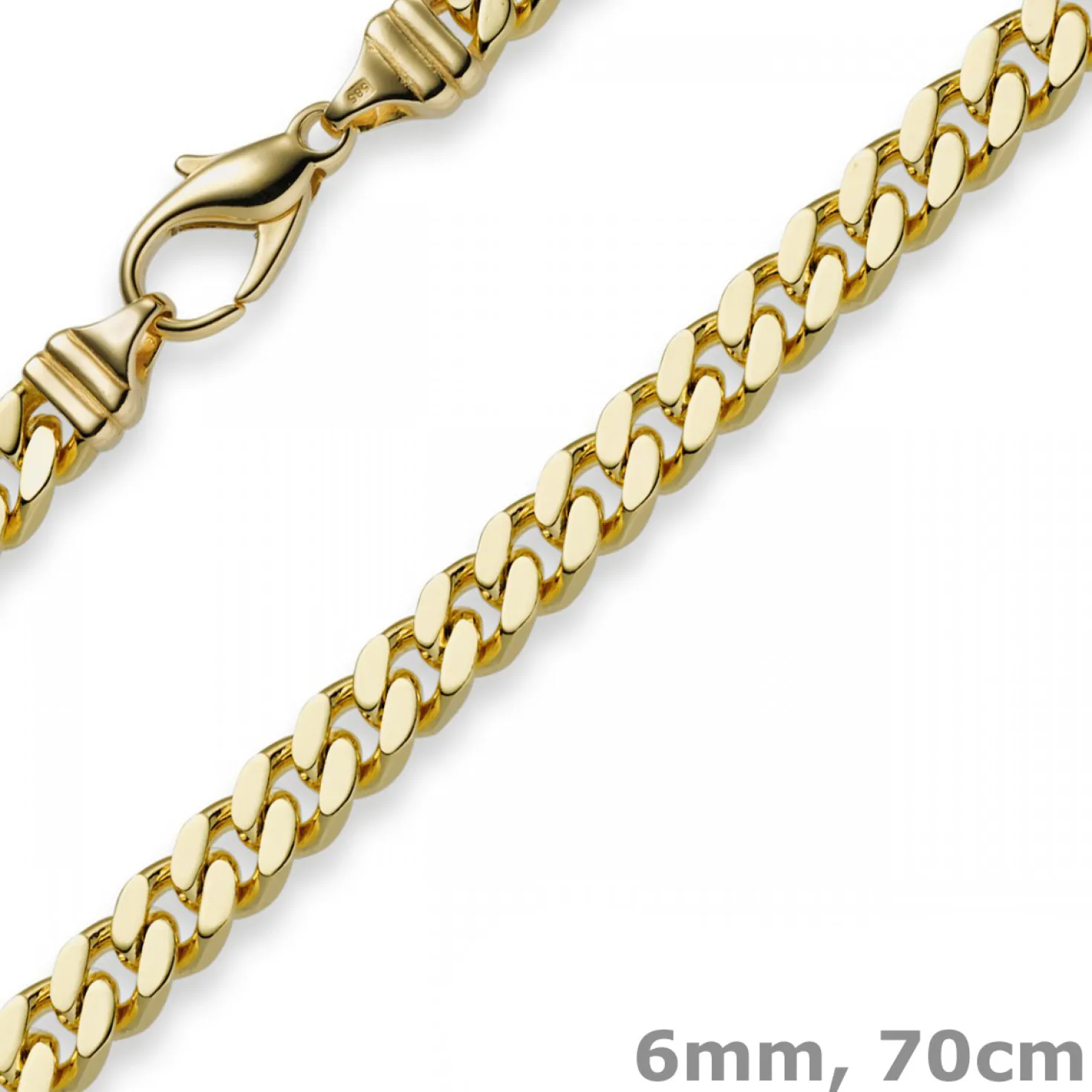 6mm Panzerkette Kette Collier aus 585 Gold Gelbgold Goldkette 70cm Herren