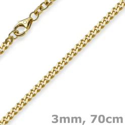 3mm Panzerkette Kette Collier aus 585 Gold Gelbgold Goldkette 70cm Unisex