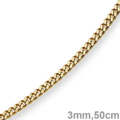 3mm Panzerkette Kette Collier aus 585 Gold Gelbgold, Goldkette, 50cm