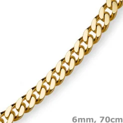 6mm Panzerkette Kette Collier aus 750 Gold Gelbgold Goldkette 70cm Herren