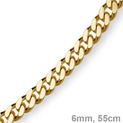 6mm Panzerkette Kette Collier aus 750 Gold Gelbgold, Goldkette, 55cm