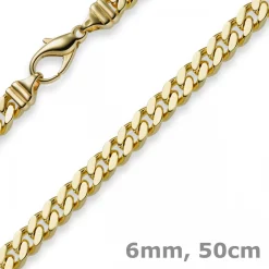 6mm Panzerkette Kette Collier aus 585 Gold Gelbgold, Goldkette, 50cm
