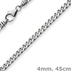 4mm Panzerkette Kette Collier aus 750 Gold Weißgold, Goldkette, 45cm