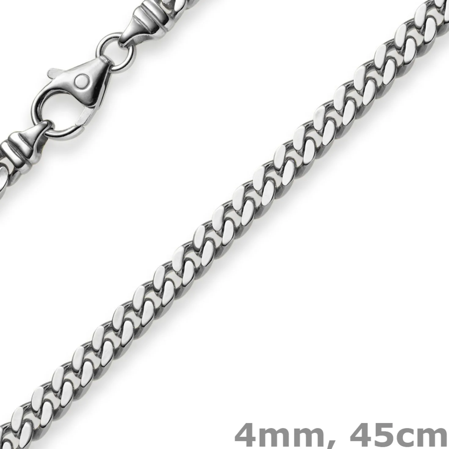 4mm Panzerkette Kette Collier aus 750 Gold Weißgold, Goldkette, 45cm