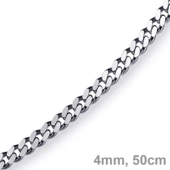 4mm Panzerkette Kette Collier aus 750 Gold Weißgold, Goldkette, 50cm