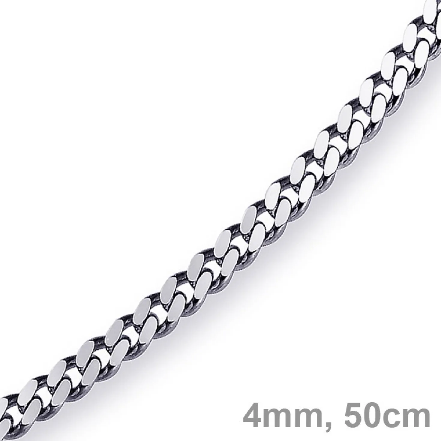 4mm Panzerkette Kette Collier aus 750 Gold Weißgold, Goldkette, 50cm