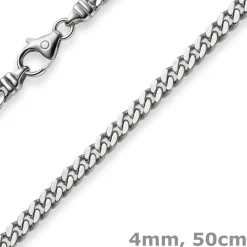 4mm Panzerkette Kette Collier aus 750 Gold Weißgold, Goldkette, 50cm