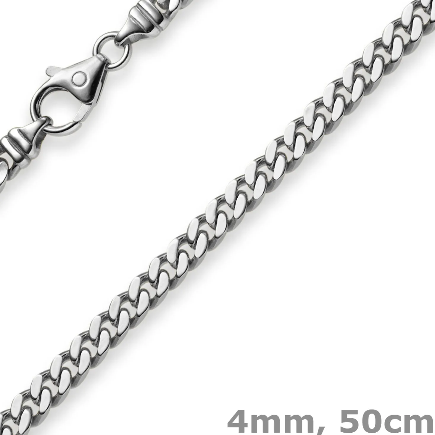 4mm Panzerkette Kette Collier aus 750 Gold Weißgold, Goldkette, 50cm