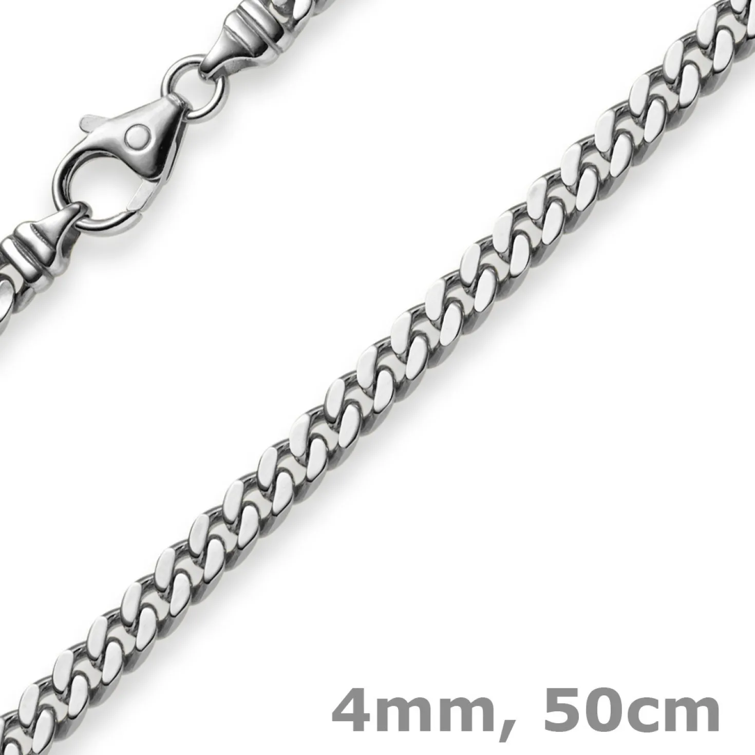 4mm Panzerkette Kette Collier aus 585 Gold Weißgold, Goldkette, 50cm