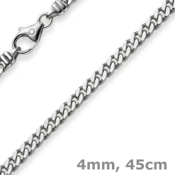 4mm Panzerkette Kette Collier aus 585 Gold Weißgold, Goldkette, 45cm