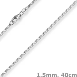1,5mm Panzerkette Kette Collier aus 585 Gold Weißgold Halsschmuck 40cm