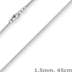 1,5mm Panzerkette Kette Collier aus 585 Gold Weißgold Halsschmuck 45cm
