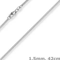 1,5mm Panzerkette Kette Collier aus 585 Gold Weißgold Halsschmuck 42cm