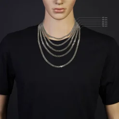 6mm Panzerkette Kette Collier aus 585 Gold Weißgold massiv 60cm Goldkette Herren