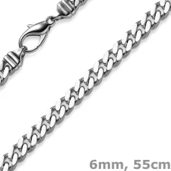 6mm Panzerkette Kette Collier aus 750 Gold Weißgold massiv 55cm Goldkette