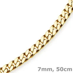 7mm Panzerkette Kette Collier diamantiert, 750 Gold Gelbgold massiv, 50cm