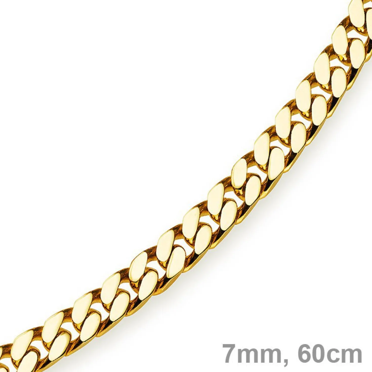 7mm Panzerkette Kette Collier diamantiert, 750 Gold Gelbgold massiv, 60cm