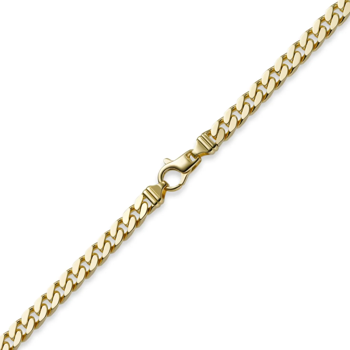 7mm Panzerkette Kette Collier diamantiert, 750 Gold Gelbgold massiv, 55cm